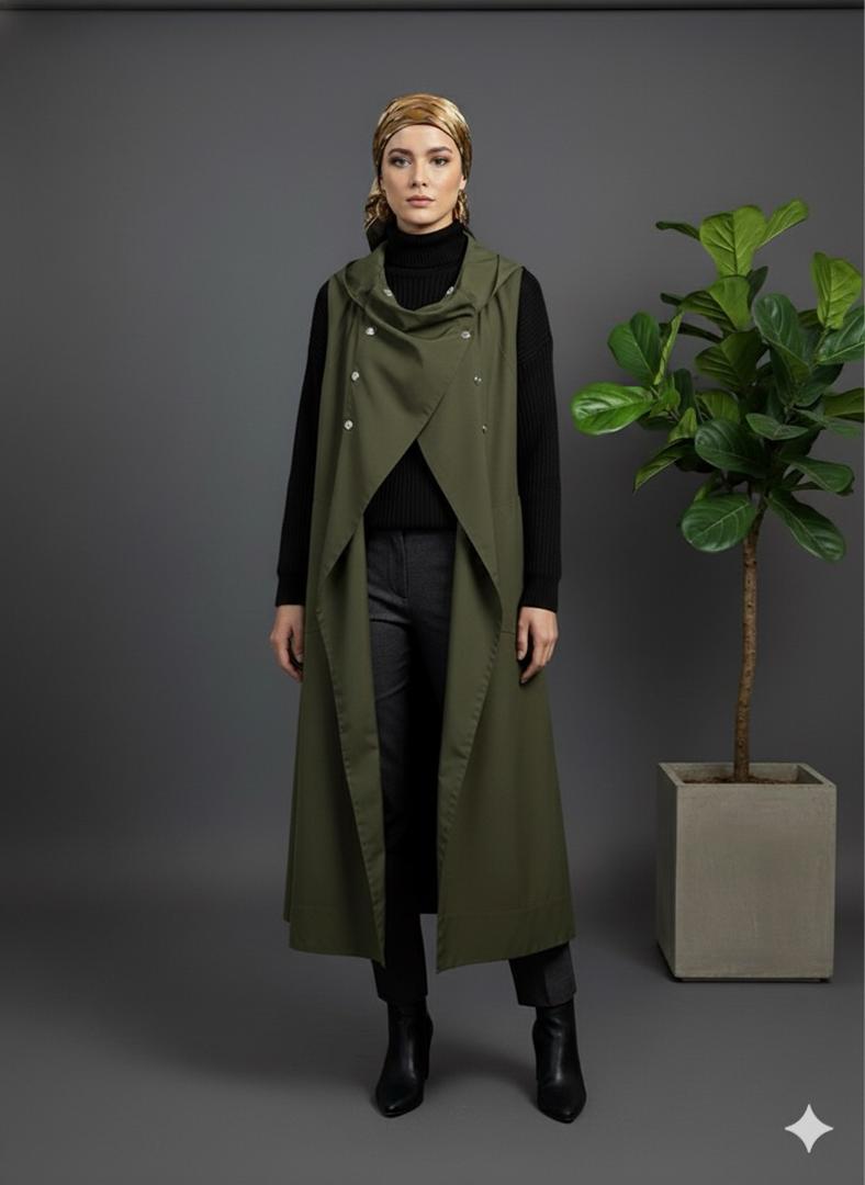 وست دکمه چوبی زنانه 3408